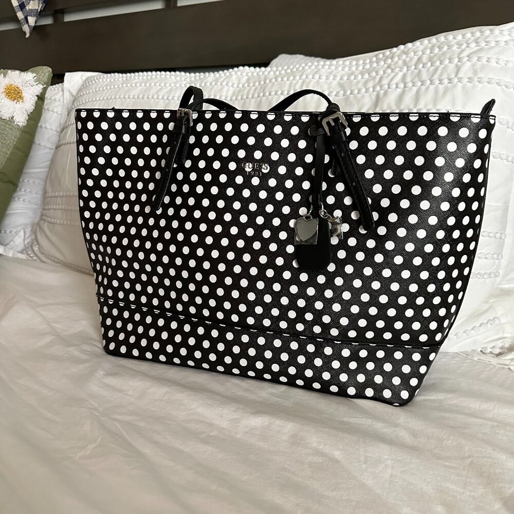 NWOT Guess Polka Dot Commuter Tote Bag - Picture 2 of 11
